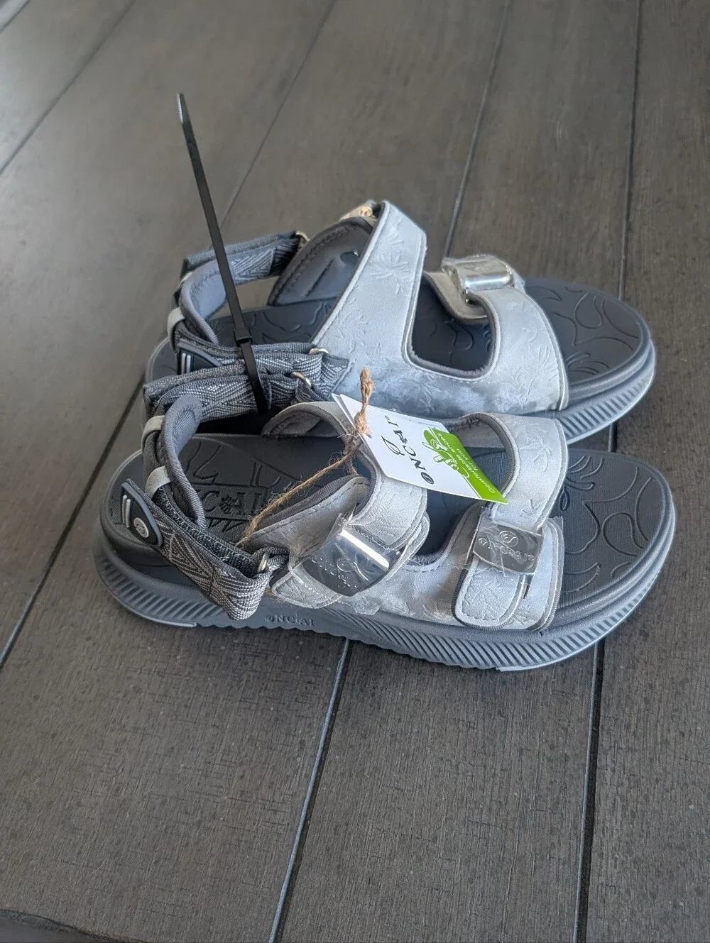 Women's Gray Adjustable Sandals - Comfort Straps